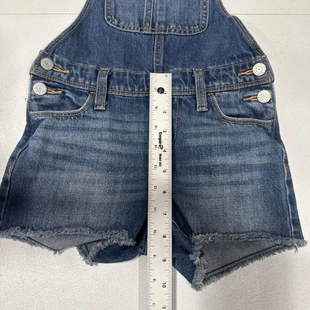 Old Navy Jeans Girls S 6/7 Denim Short Overalls Blue Adjustable Straps Jumper